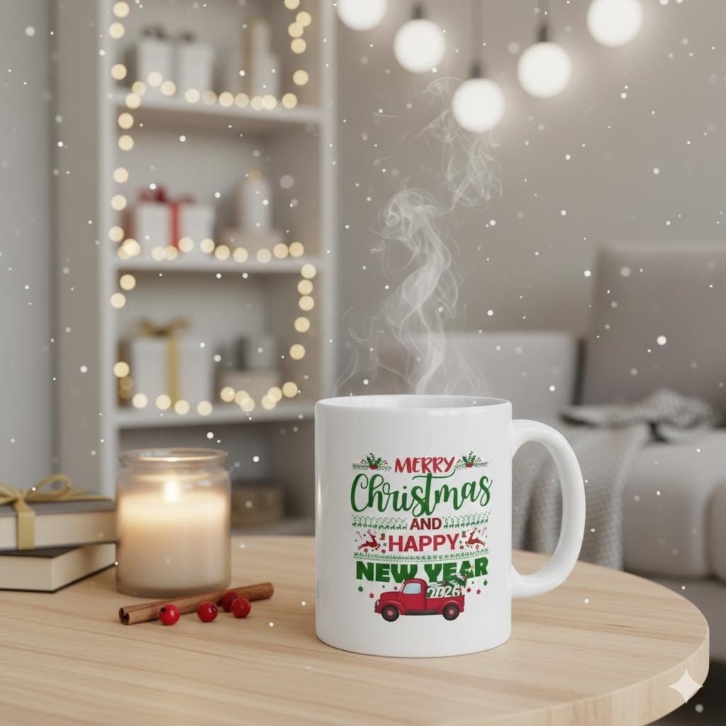 Christmas Coffee Mug | Holiday Cheer Ceramic Mug (11oz) New Year Gift