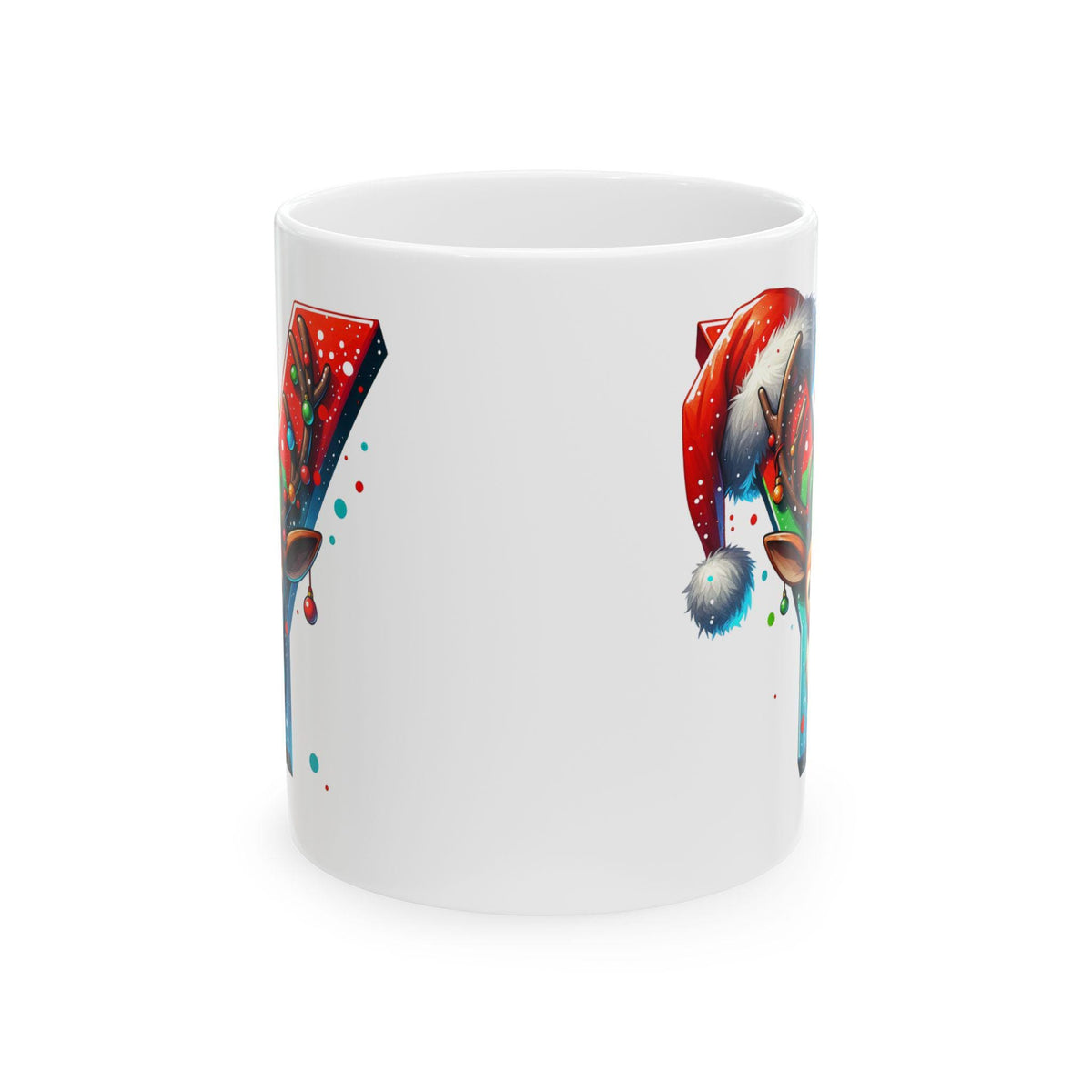 Reindeer Letter Y Christmas Mug, Personalized Initial Cup, Santa Hat Monogram Mug, Custom Holiday Coffee Gift  11 oz