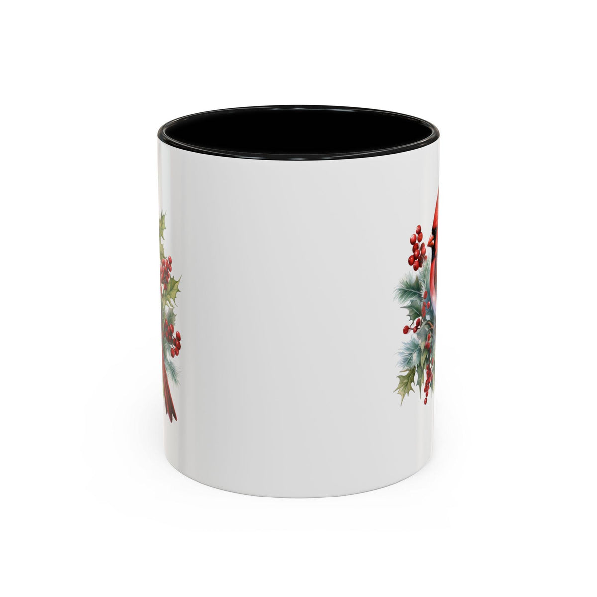 Cardinal on Holly Accent Coffee Mug  Red Cardinal Mug 11oz