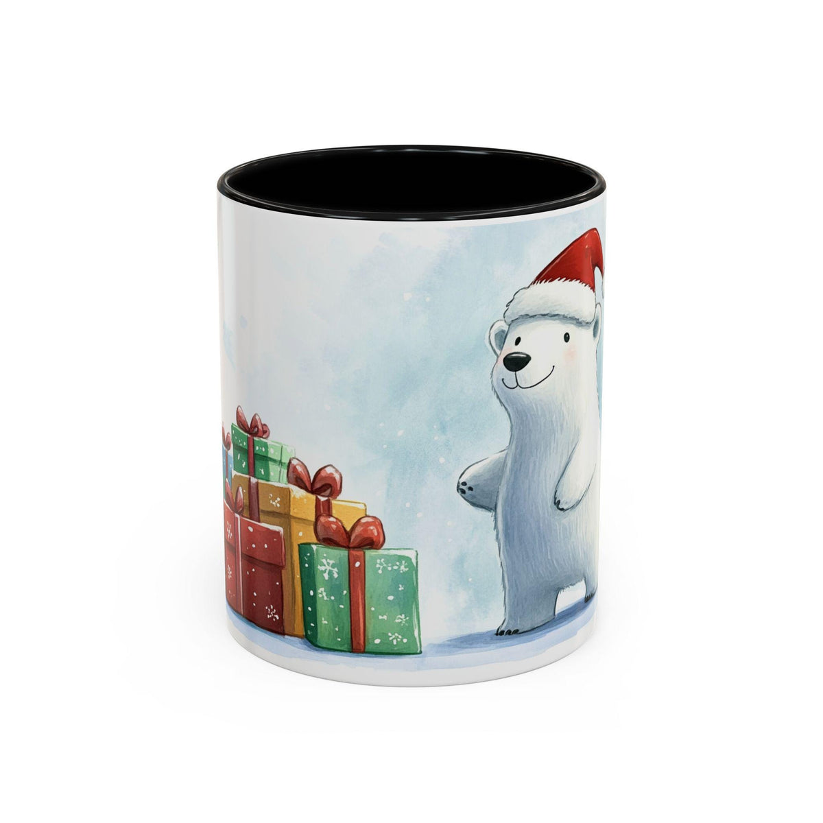 Polar Bear with Santa Hat Mug | Christmas Accent Coffee Mug 11 oz