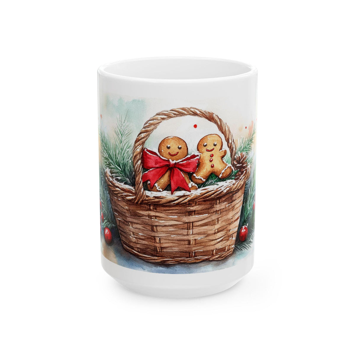 Gingerbread Christmas Ceramic Mug - Holiday Gift, Winter Decor, Coffee Lover, Tea Mug, Festive Kitchenware,Kids Gift,Teacher Gift,15 oz