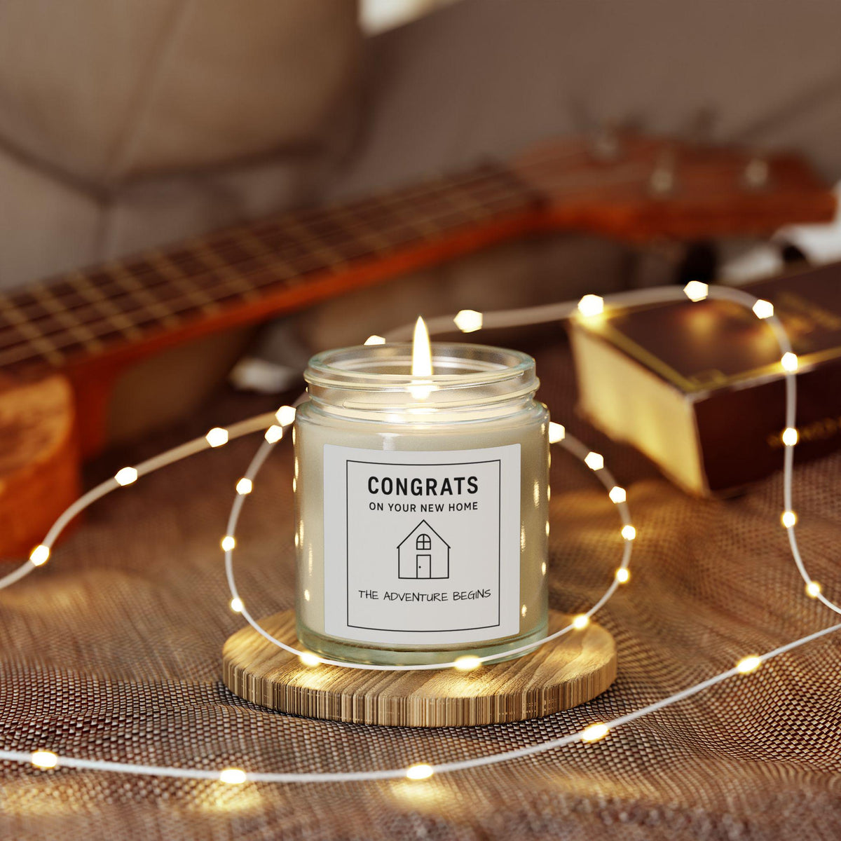 Congrats on Your New Home Candle ,Housewarming Gift, Minimalist Soy Candle 4 oz  Soy Coconut Apricot Wax Jar