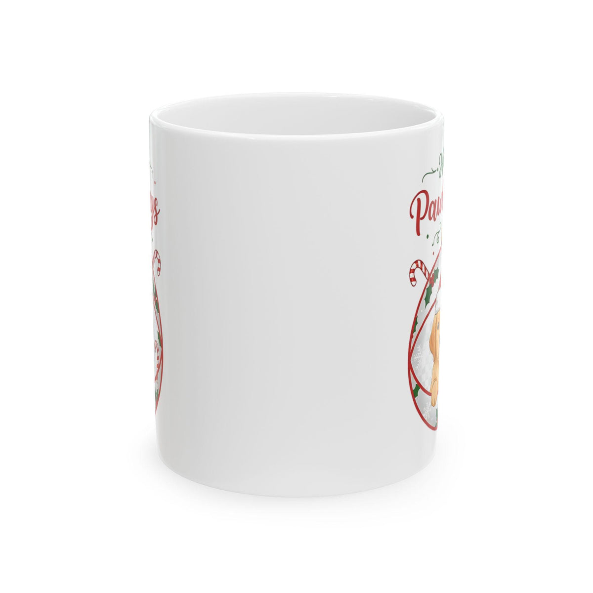 Pawsitive Holidays Paw Print Dog Christmas Mug | Ceramic Coffee Cup 11 oz