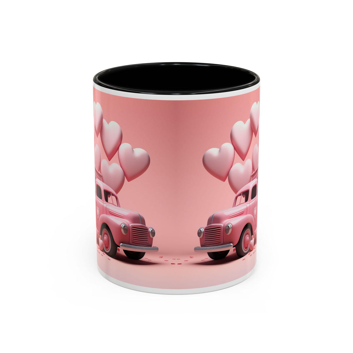 Valentine Mug for Her – Pink Vintage Truck with Heart Balloons Coffee Mug