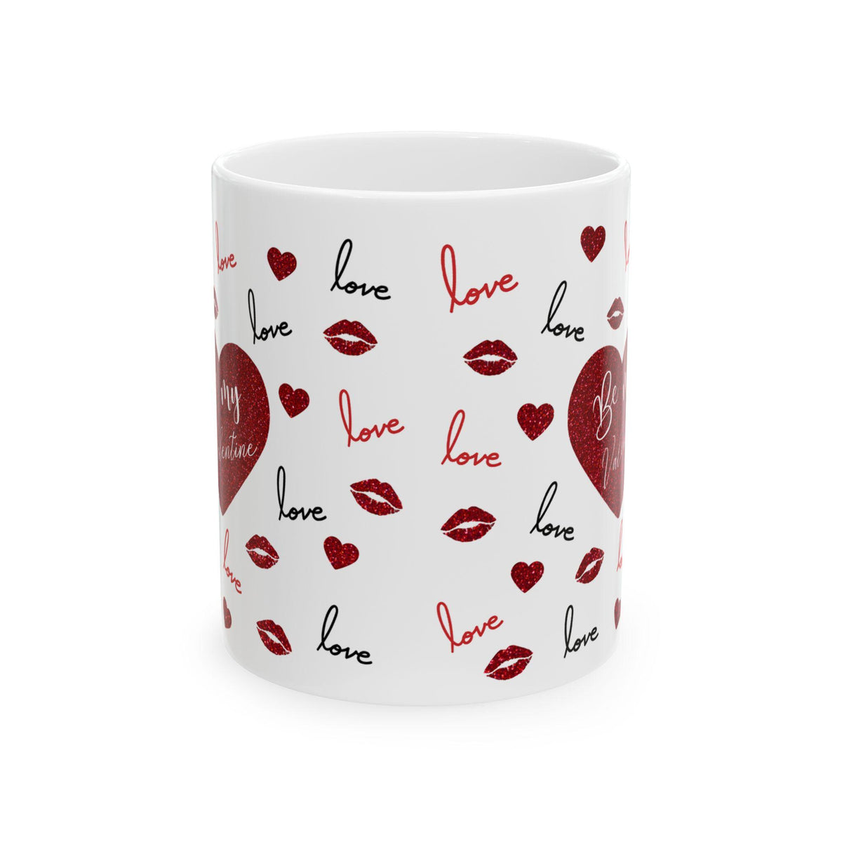 Valentine mug,Be My Valentine Coffee Mug, Ceramic Mug, Red Glitter Heart Design, Valentine Gift for Her Valentine mug