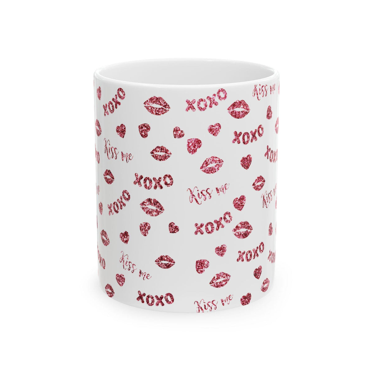 XOXO Lips Pattern Mug ,Kiss Print Ceramic Coffee Cup,Kiss Me Coffee Mug  11 oz 15 oz Ceramic Mug, Valentine Gift for Her