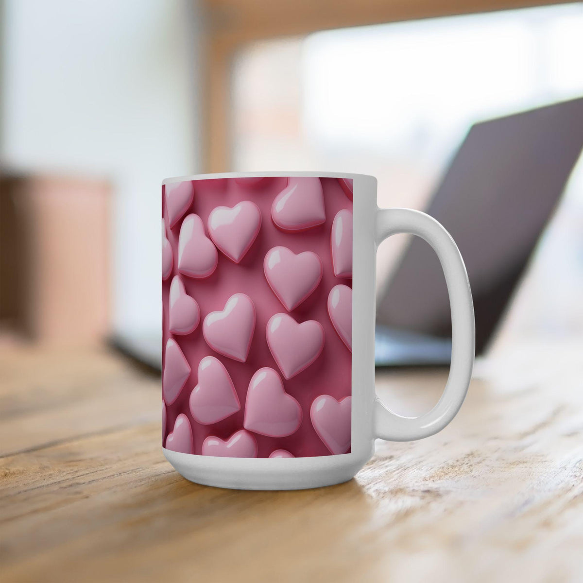 Pink 3D Heart Pattern Mug ,Ceramic Coffee Cup, Valentine Theme,Valentines Day Coffee Mug, Romantic Love Mug ,Cute Heart Mug Gift for Her