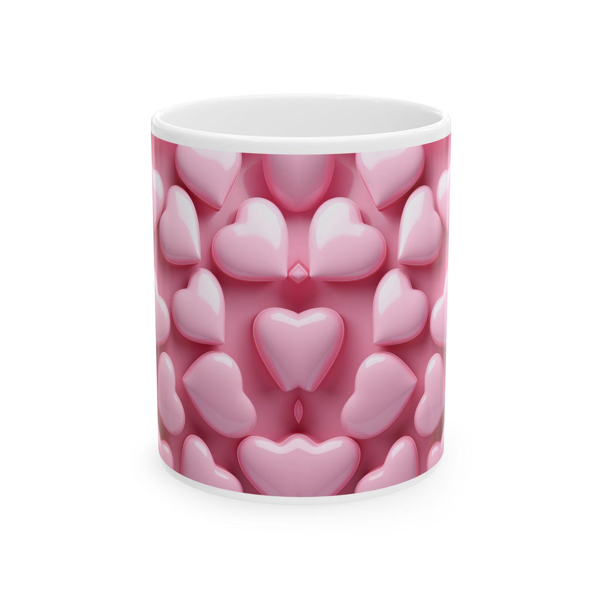 Pink 3D Heart Pattern Mug ,Ceramic Coffee Cup, Valentine Theme,Valentines Day Coffee Mug, Romantic Love Mug ,Cute Heart Mug Gift for Her