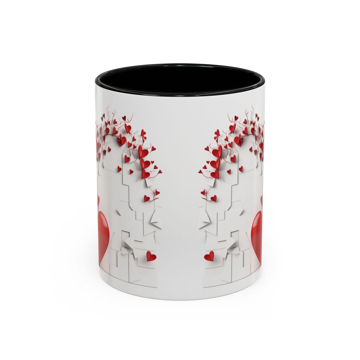 Valentine Mug,Heart Tree Accent Coffee Mug , Valentine Love Heart Design,Valentine Heart Mug, Romantic Coffee Cup, Anniversary Gift Mug