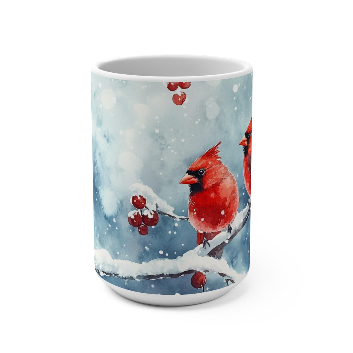 Winter Cardinal Mug | 15oz Coffee Cup for Holiday Cheer, Seasonal Gift, Bird Lover's Mug, Home Decor, Cozy Beverage