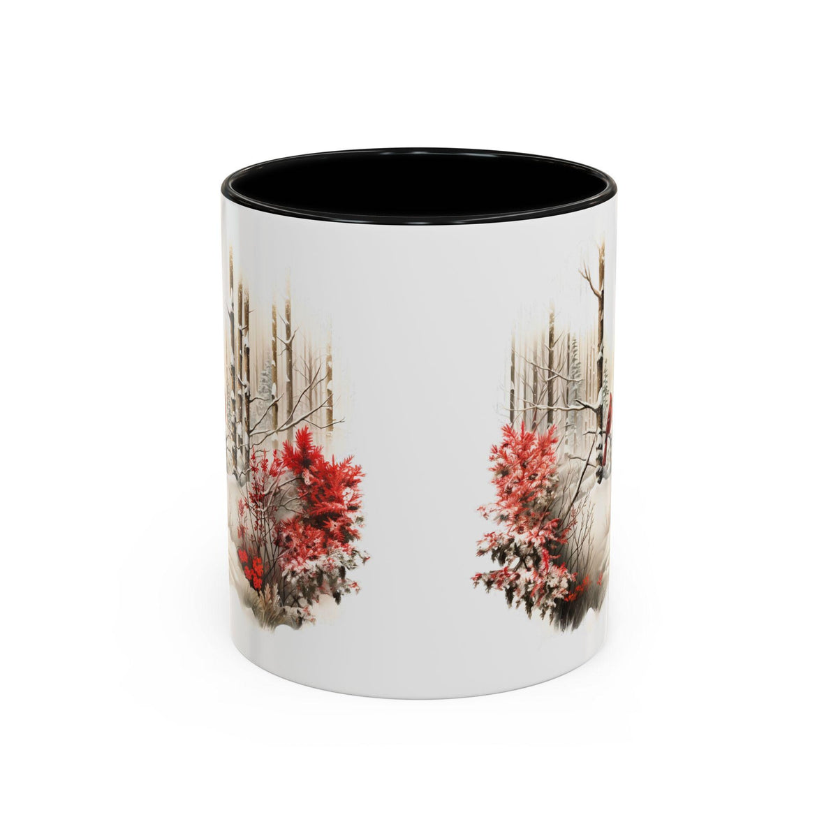 Cardinal in Snowy Birch Forest mug Accent Coffee Mug 11 oz