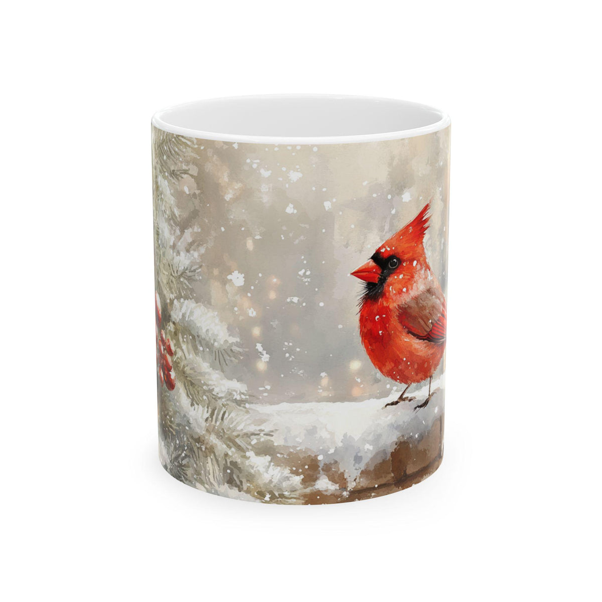 Red Cardinal Accent Coffee Mug - Holiday Gift, Nature Lover's Decor, Cozy Home Essentials, Bird Themed Kitchenware, Seasonal Beverage 11 oz