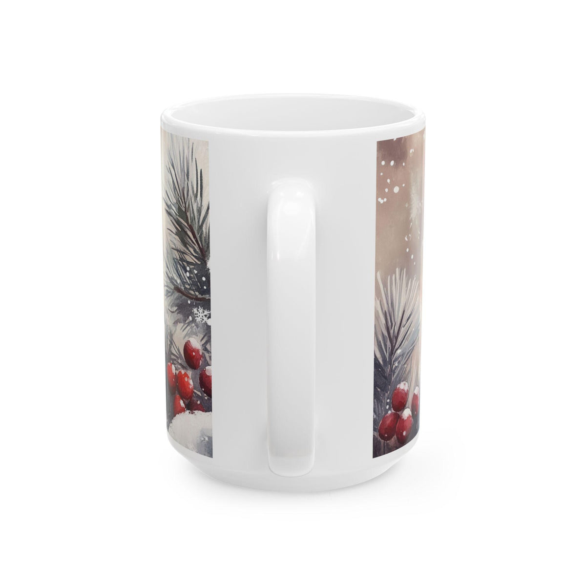 Winter Cardinal Bird Mug | Red Northern Cardinal Ceramic Mug 15 oz Holiday Mug