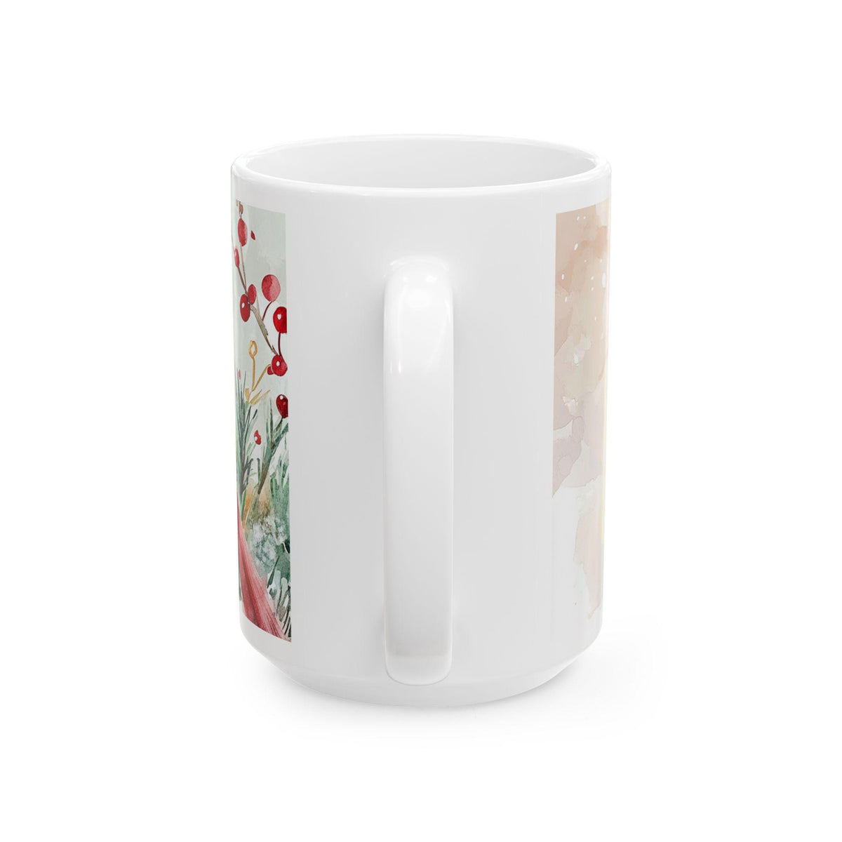 Red Cardinal on Pine Branch Mug | Christmas Winter Bird Ceramic Mug 15 oz