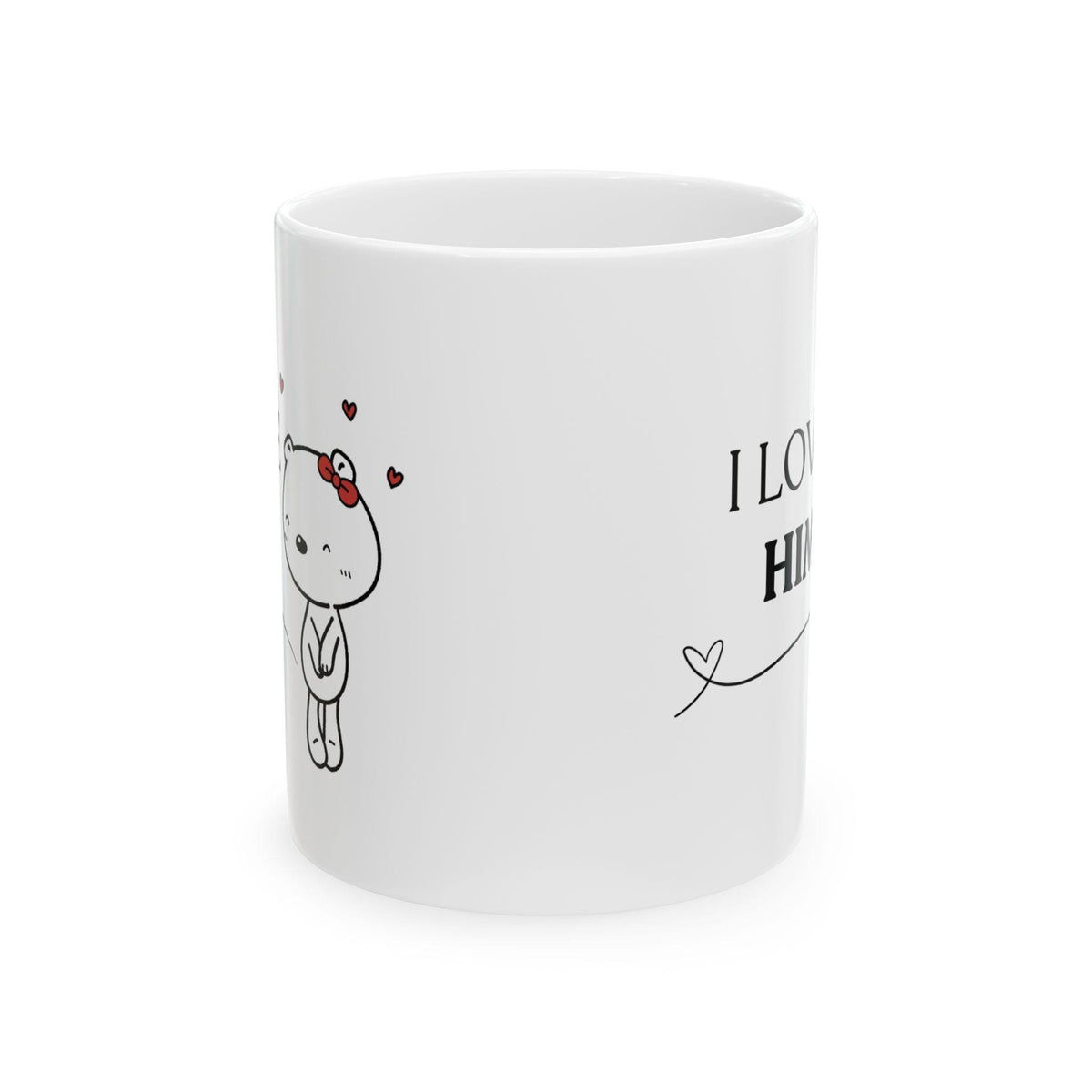 Valentine Mug,I Love Him Mug, Romantic Bear Coffee Mug, Valentines Day Gift for Girlfriend, Cute Love Mug 11 oz