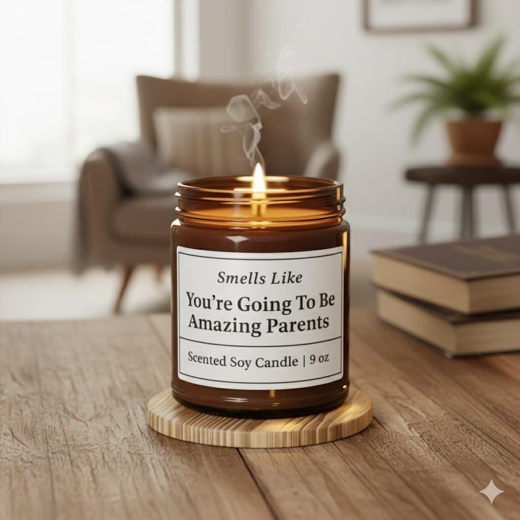Smells Like You re Going To Be Amazing Parents Candle , New Parents Gift, Baby Shower Candle, Scented Soy Candle in Amber Jar 9 oz