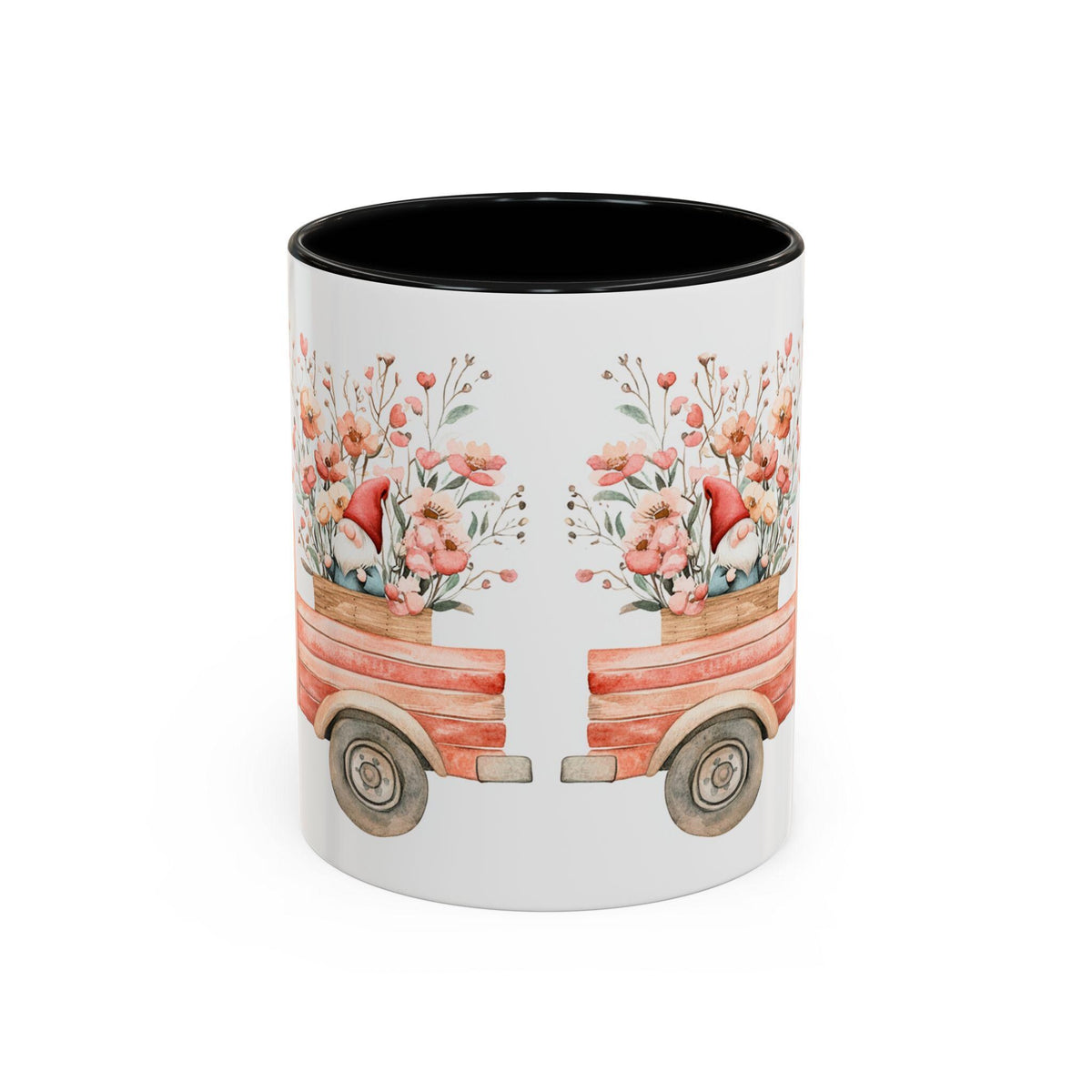 Watercolor Gnome Truck Mug ,Cute Gnome Flower Truck Mug, Pink Vintage Truck Mug, Aesthetic Spring Floral Mug, Whimsical Gift for Gardeners