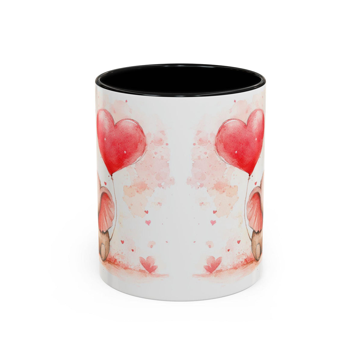 Valentine Mug ,Elephant with Heart Balloon Mug ,Accent Coffee Mug,Cute Baby Elephant Mug with Hearts ,Valentine Gift