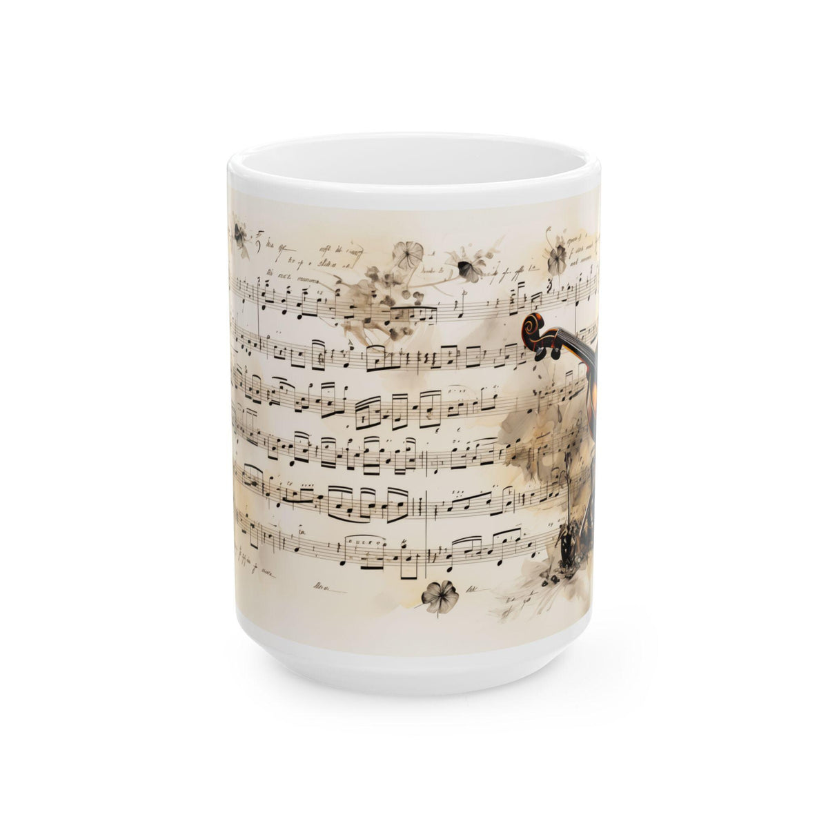 Violin Sheet Music Art Mug | Musical Notes Ceramic Mug 15 oz