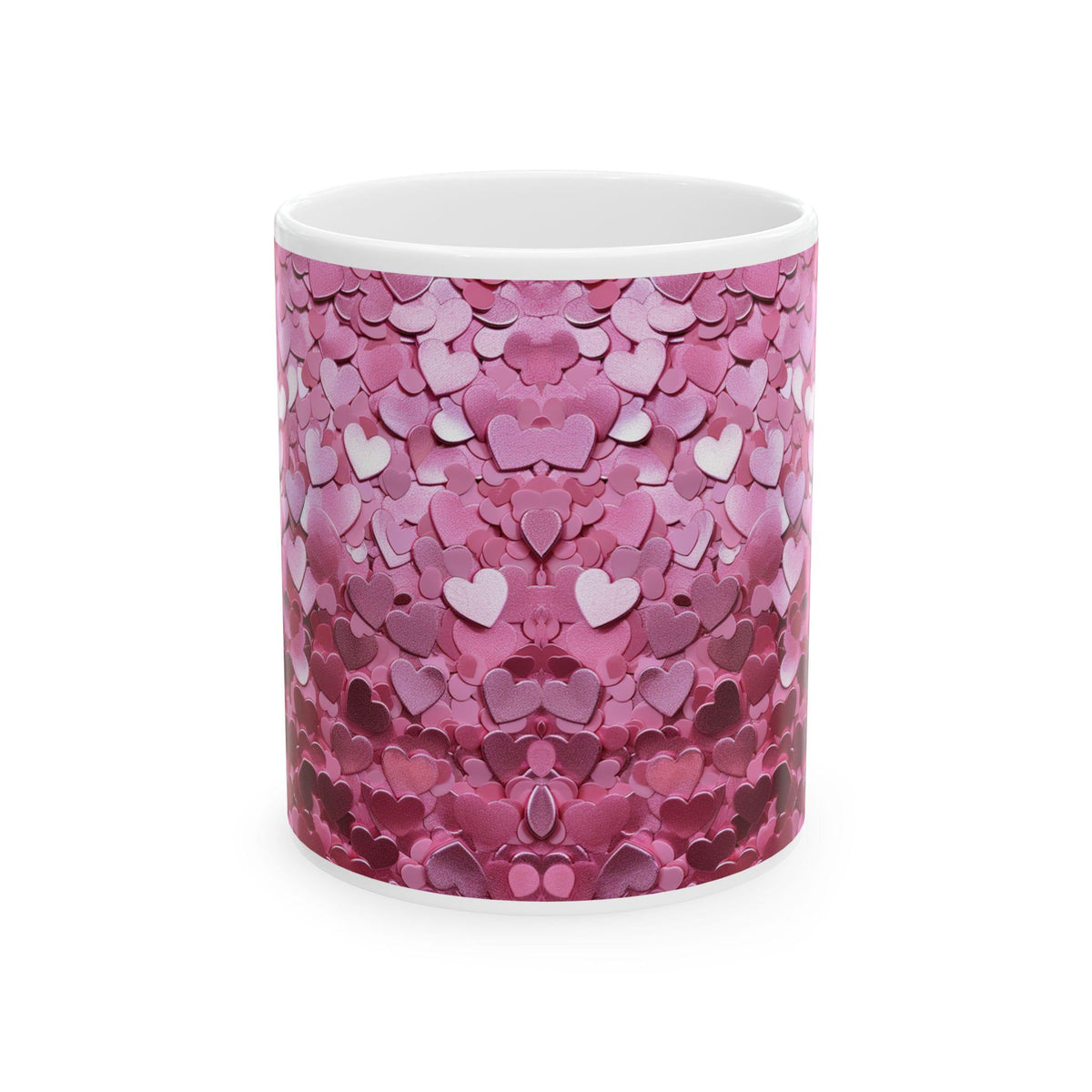 Pink Heart Sequin Pattern Mug ,Pink Heart Pattern Mug, Valentines Day Coffee Mug, Romantic Love Mug ,Cute Heart Mug Gift for Her