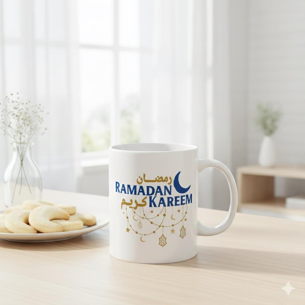 Ramadan Kareem Mug, Islamic Coffee Mug, Arabic Calligraphy Ramadan Mug,Muslim  Kids Friend Gift Mug