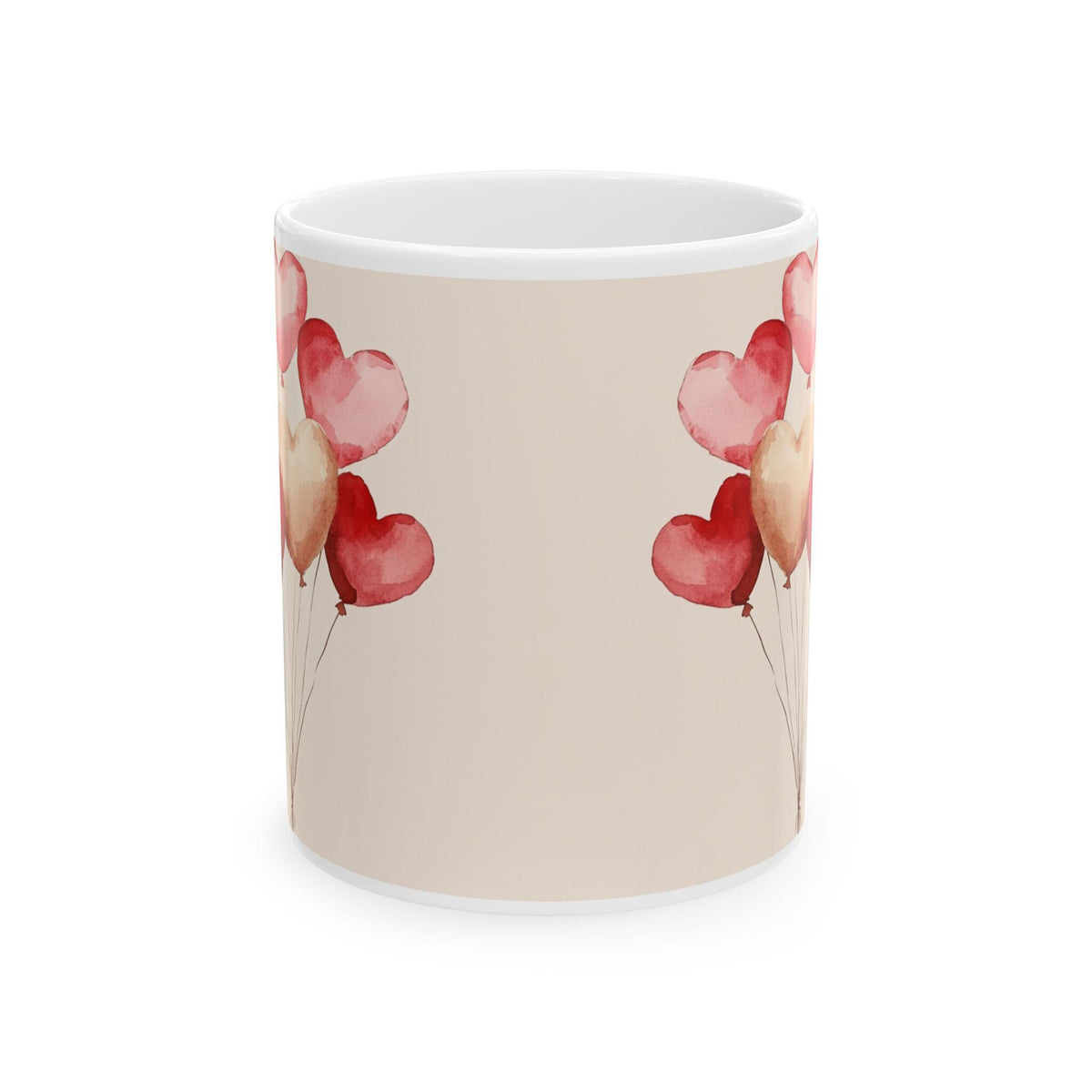 Valentine Mug,Heart Balloons mug ,watercolor hearts coffee cup,Romantic Cupid Coffee Cup, Anniversary Celebration Gift, Bridal Shower Gift