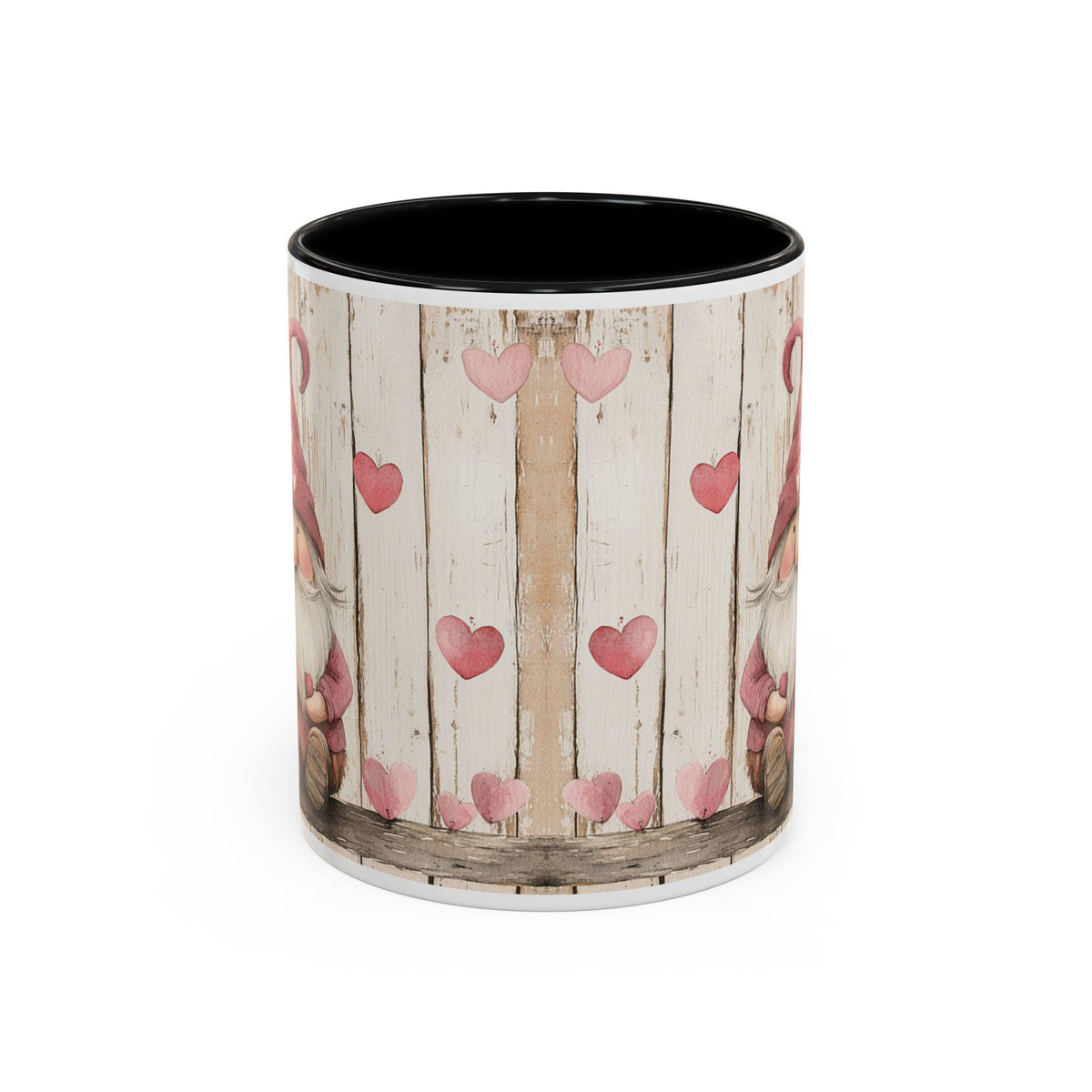 Valentine Pink Gnome Mug ,Accent Coffee Mug,Valentine Day Gnome Mug, Cute Pink Gnome with Hearts Coffee Cup, Romantic Gift for Her