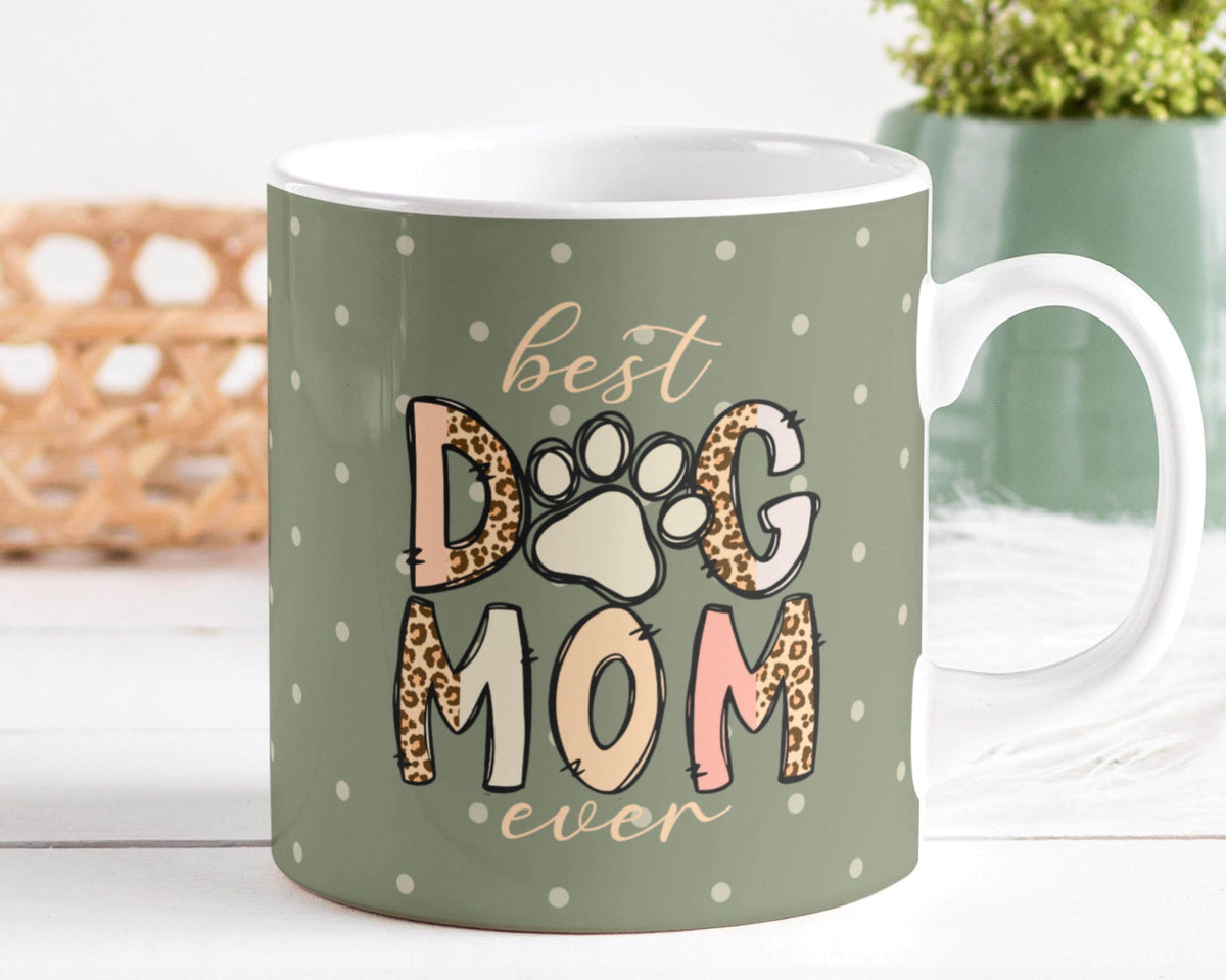 Best Dog Mom Ever Mug, Dog Mom Coffee Mug, Mother's Day Gift for Dog Mom, Cute Paw Print Mug, Pet Lover Gift