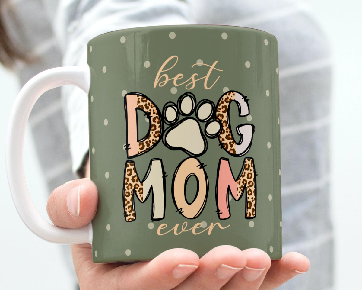 Best Dog Mom Ever Mug, Dog Mom Coffee Mug, Mother's Day Gift for Dog Mom, Cute Paw Print Mug, Pet Lover Gift