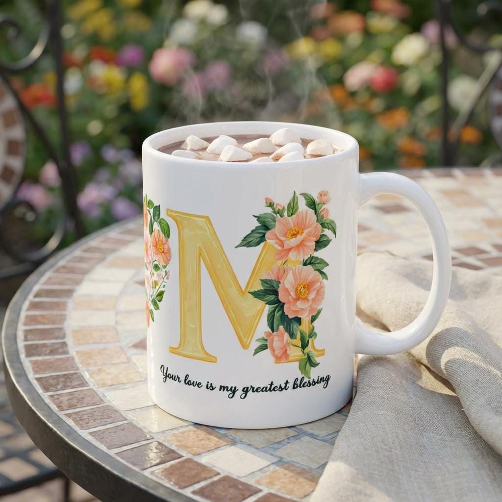 Floral Heart Mom Mug | Ceramic Coffee Cup, Happy Mother Day Gift Idea, Hero Inspiration Quote Mug,Tea Cup, Thinking of You Mom Gift