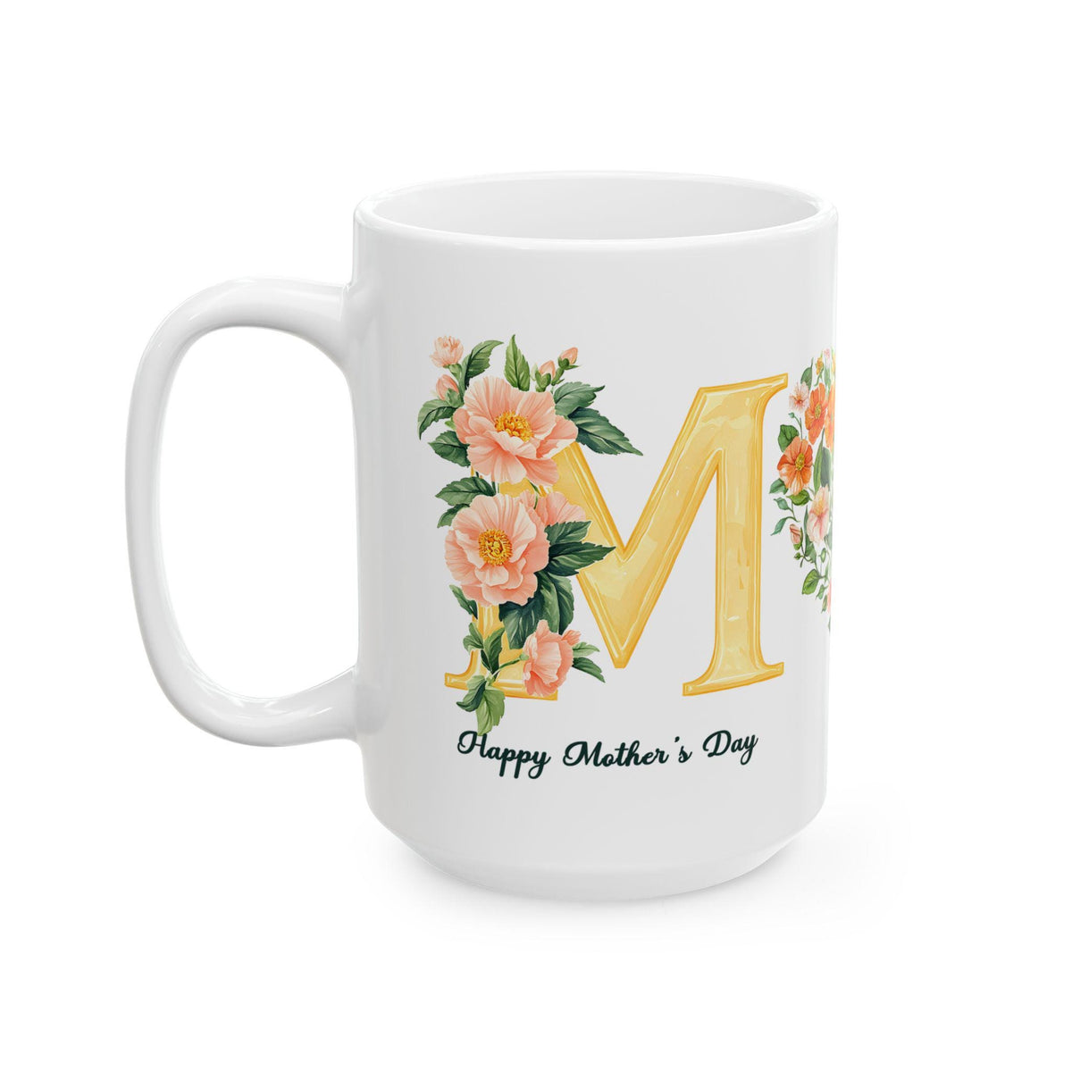 Floral Heart Mom Mug | Ceramic Coffee Cup, Happy Mother Day Gift Idea, Hero Inspiration Quote Mug,Tea Cup, Thinking of You Mom Gift