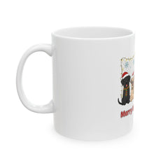 Merry Woofmas Squad Mug | Christmas Dog Illustration Ceramic Mug 11 oz